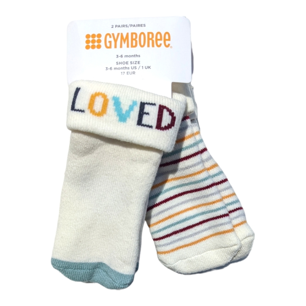 Gymboree 3-6m Loved/Striped Blue/Red Socks